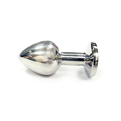 Rouge Stainless Steel Butt Plug Blue Crystal Small side view