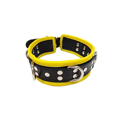 Rouge 5 D-Ring Leather Collar Black/Yellow