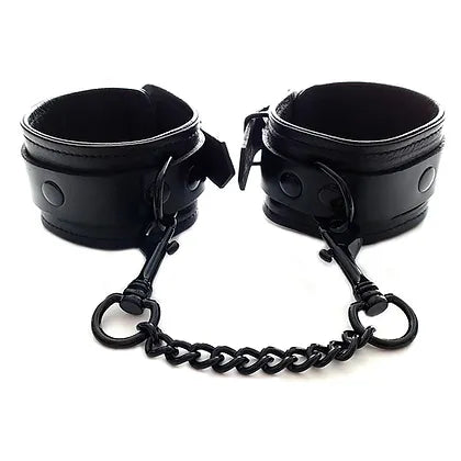 Rouge Leather Wrist Cuffs with Black Accessories