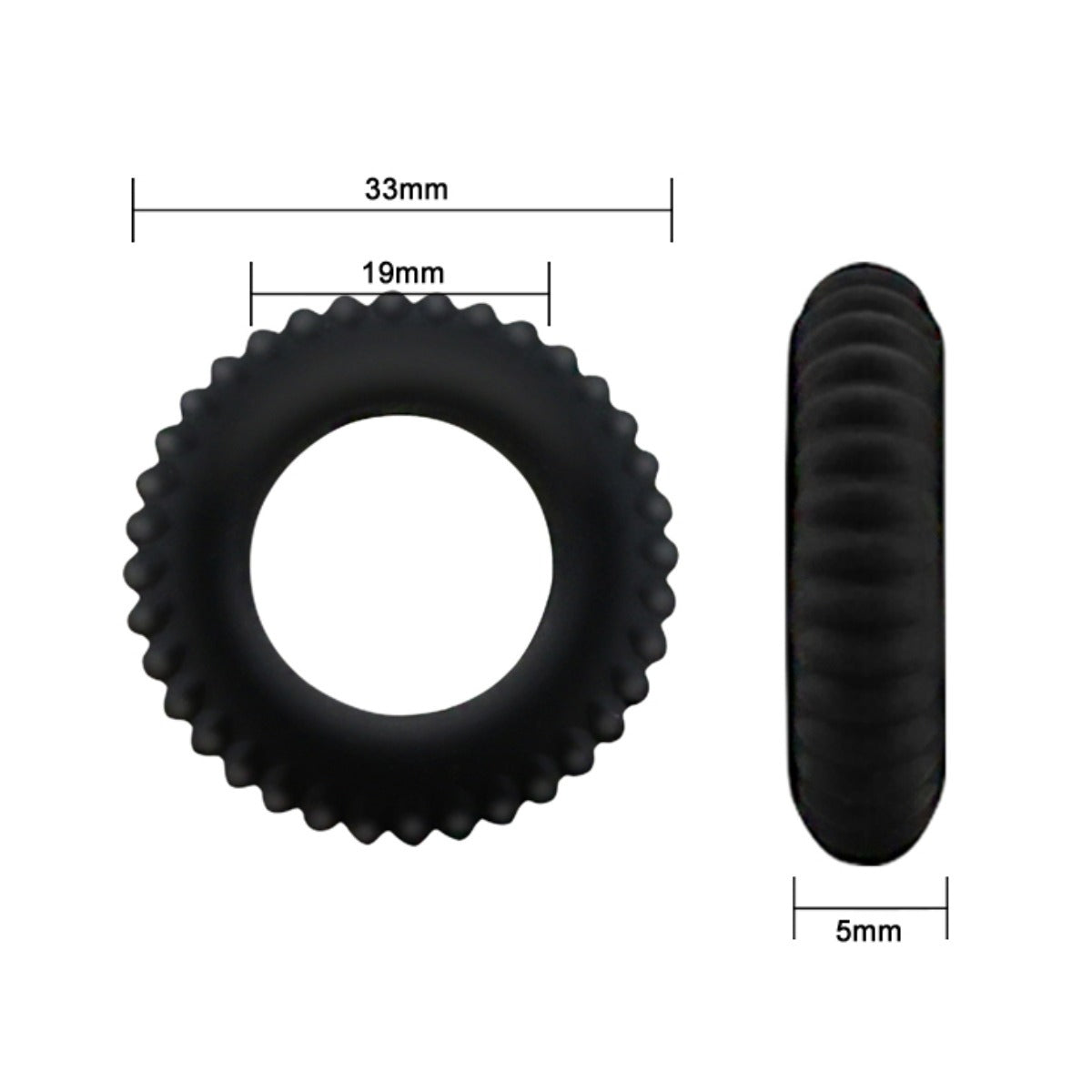 Pretty Love Titan Silicone Cock Ring 1 Black dimensions