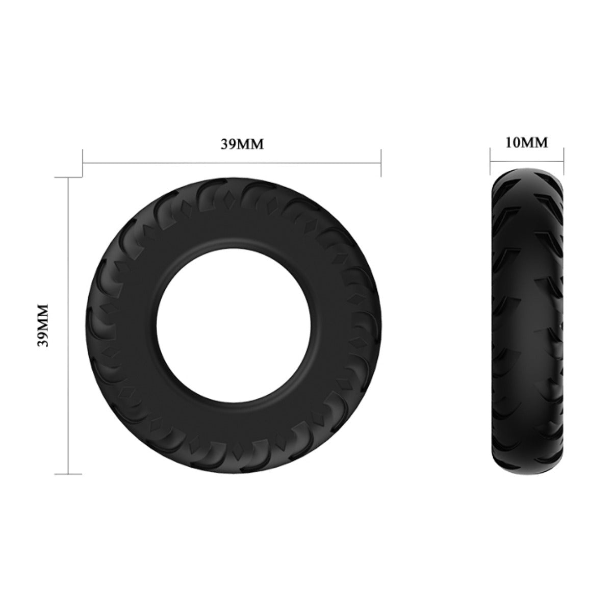 Pretty Love Titan Silicone Cock Ring 3 Black dimensions