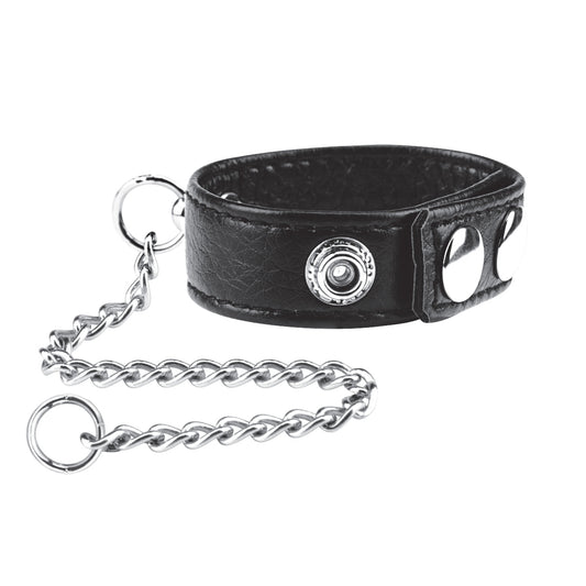 Blue Line Snap Cock Ring with Leash (8253256794351)