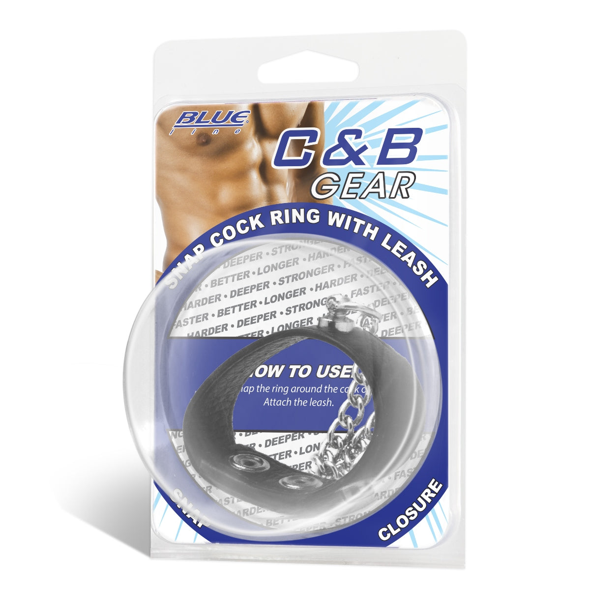 Blue Line Snap Cock Ring with Leash (8253256794351)