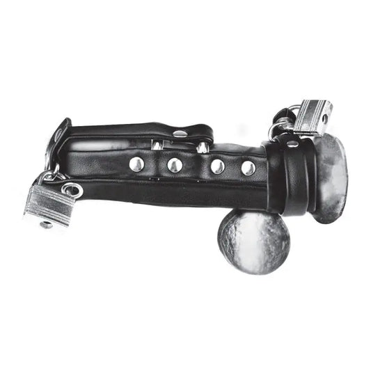 Blue Line Gimp Cock Locking Chastity Sheath side view