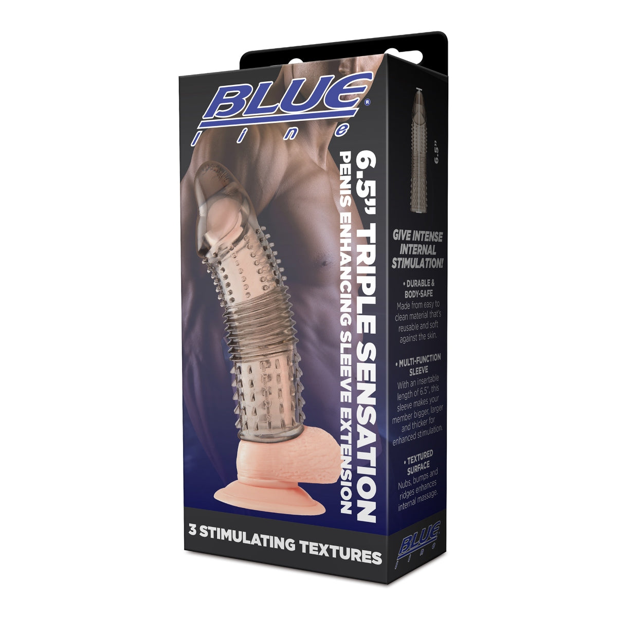 Blue Line Triple Sensation Penis Enhancing Extender Sleeve 6.5" (8253275734255)