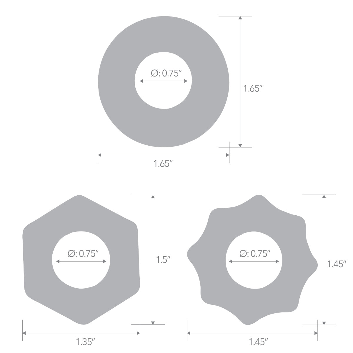 Blue Line 3 Pack Nuts and Bolts Stretch Cock Ring Set (8253330522351)