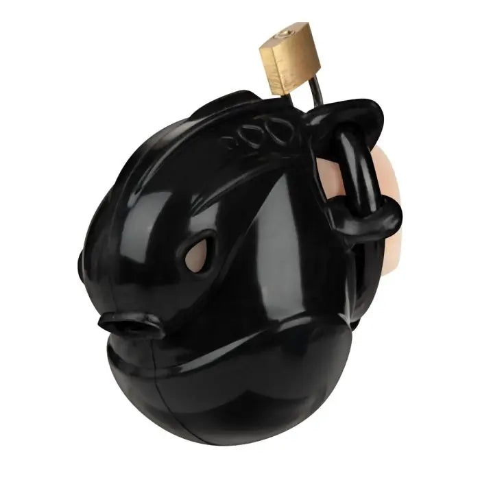 Blueline Full Restraint Silicone Cock And Balls Chastity Device on display model