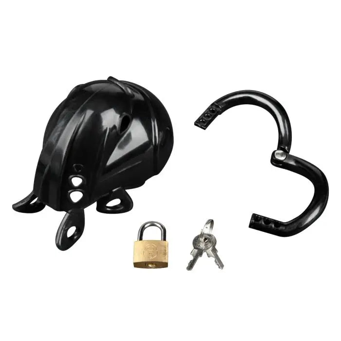 Blueline Full Restraint Silicone Cock And Balls Chastity Device package contents