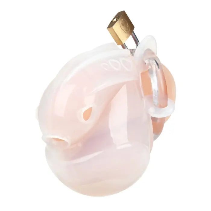 Blueline Full Restraint Silicone Cock And Balls Chastity Device White on display model