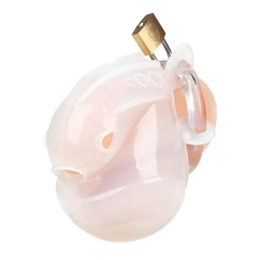 Blueline Full Restraint Silicone Cock And Balls Chastity Device White on display model