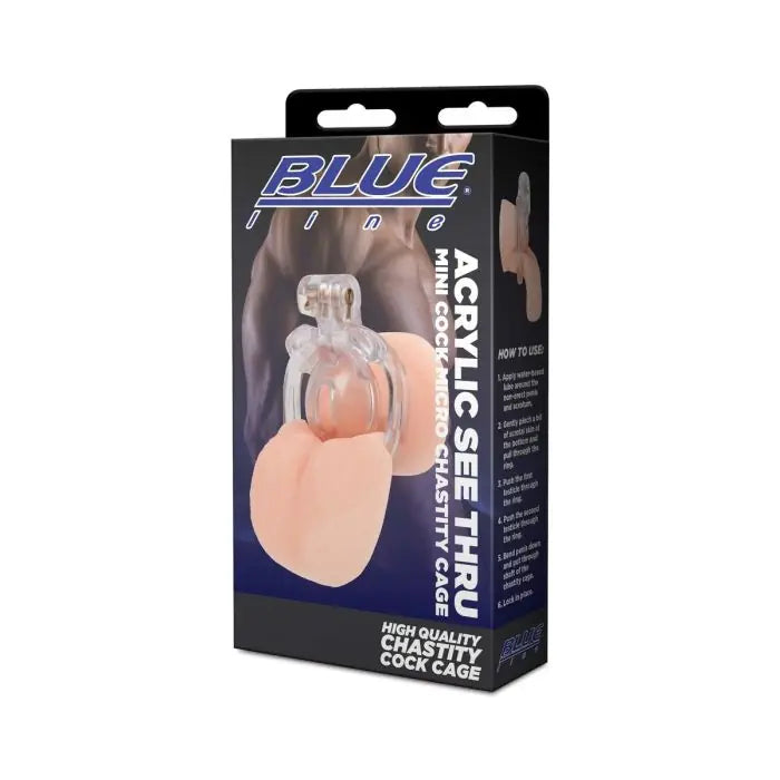 Blueline Acrylic See Thru Mini Cock Micro Chastity Cage packaging
