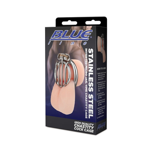 Blueline Stainless Steel Inverted Micro Jail Time Chastity Cage packaging