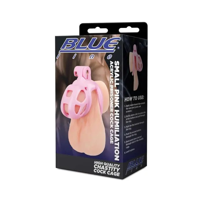 Blue Line Small Pink Humiliation Acrylic Prisoner Cock Cage packaging