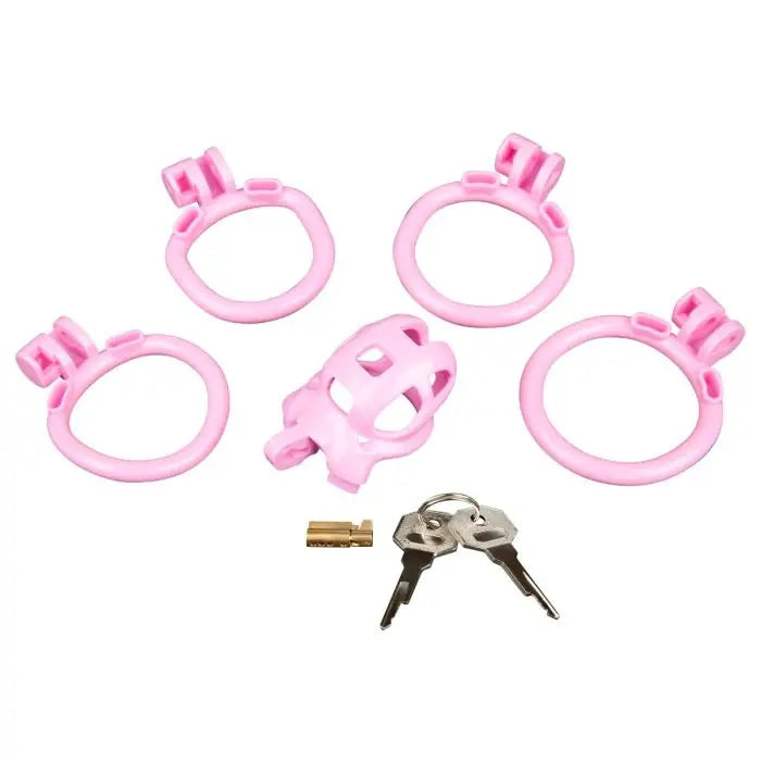 Blue Line Small Pink Humiliation Acrylic Prisoner Cock Cage package contents