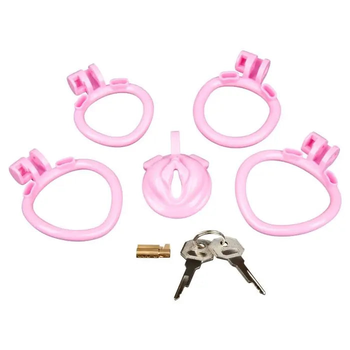 Blue Line Bitchboy Degrading Mini Chastity Cage with Pussy Shape packaging contents