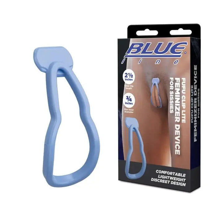 Blueline Fufu Clip Lite Feminizer Device for Sissies combined with packaging
