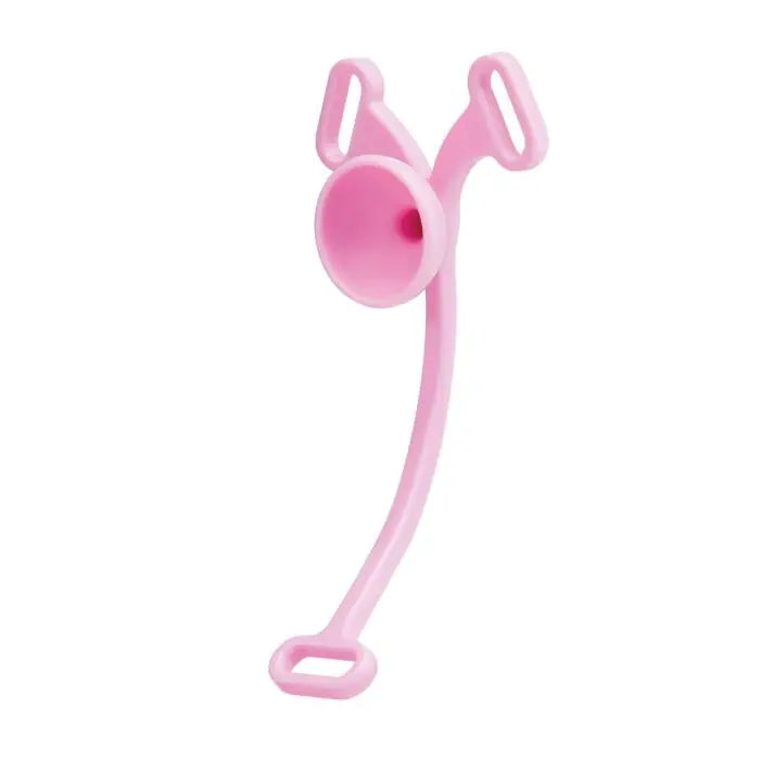 Blueline Piss-Thru Flying V pink silicone no nub feminizer device front view