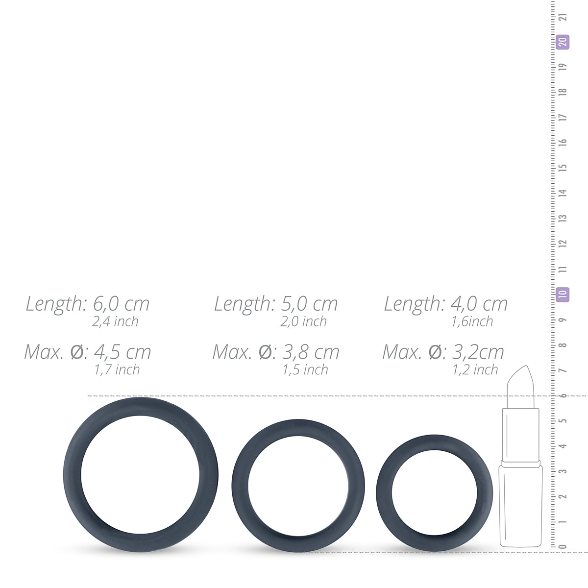 3-Piece Flat Cock Ring Kit Grey (8099767615727)