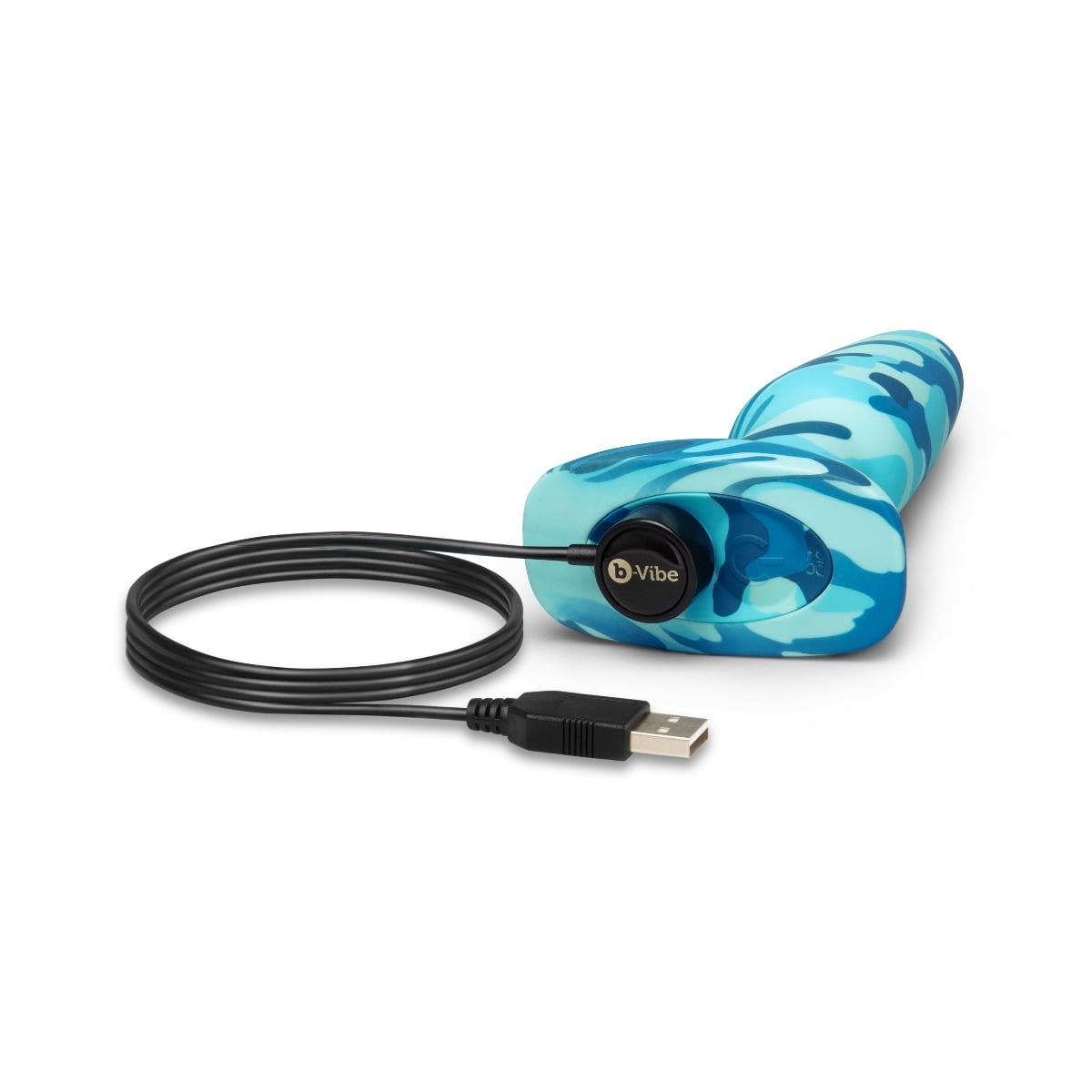 b-Vibe RIMMING 2 CAMO bottom view with USB charging cable