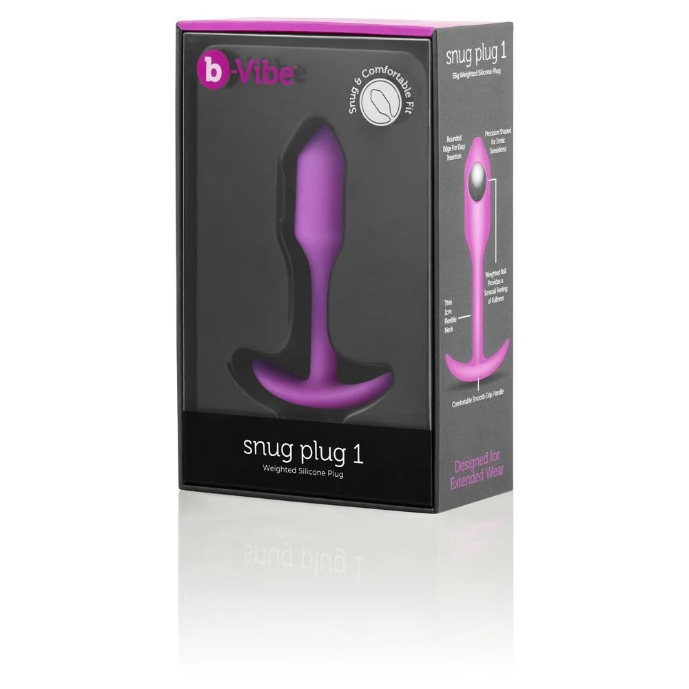 b-Vibe Snug Plug 1 Vibrating Butt Plug Fuchsia/Silver (8182508749039)