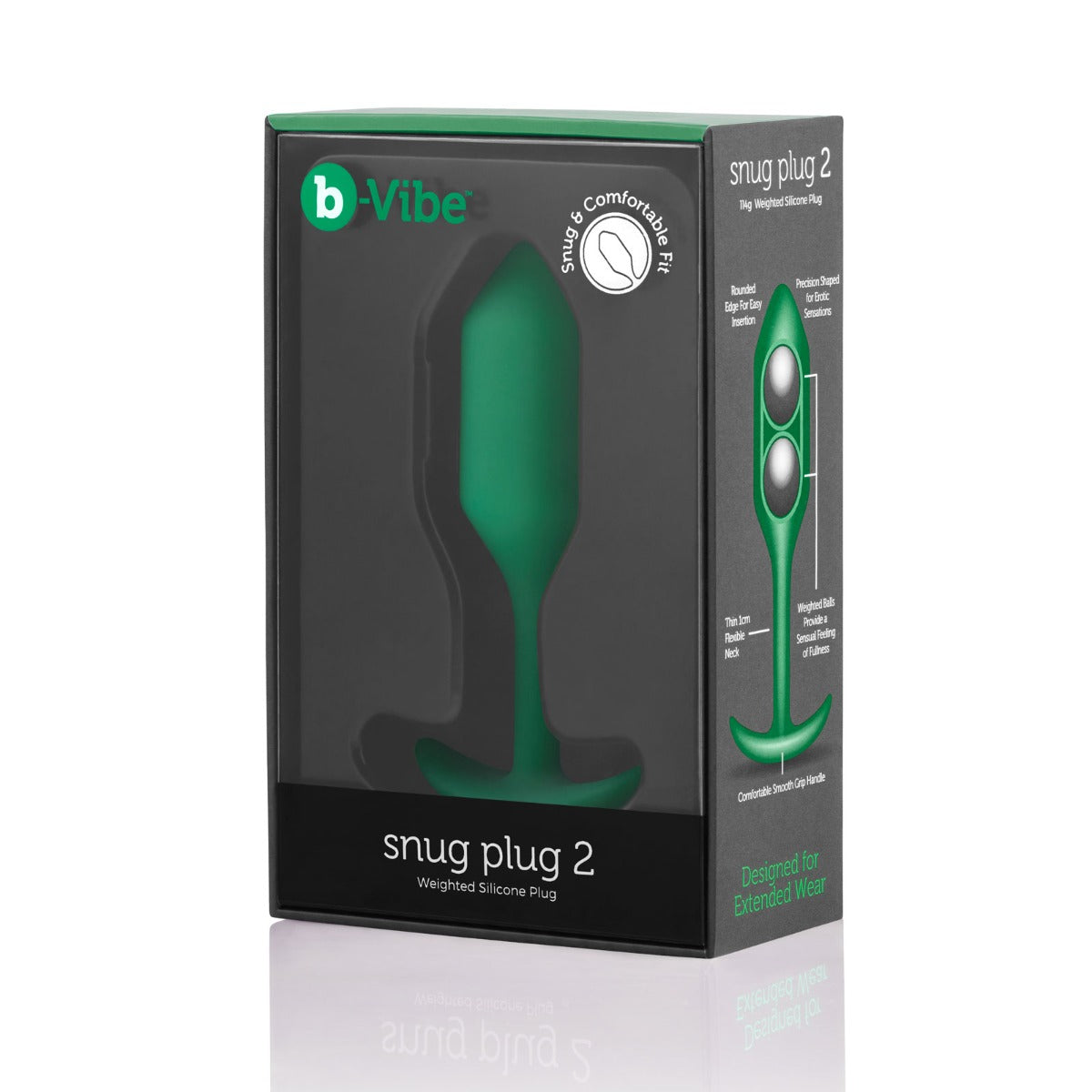 b-Vibe Snug Plug 2 Vibrating Butt Plug Green (8182517235951)