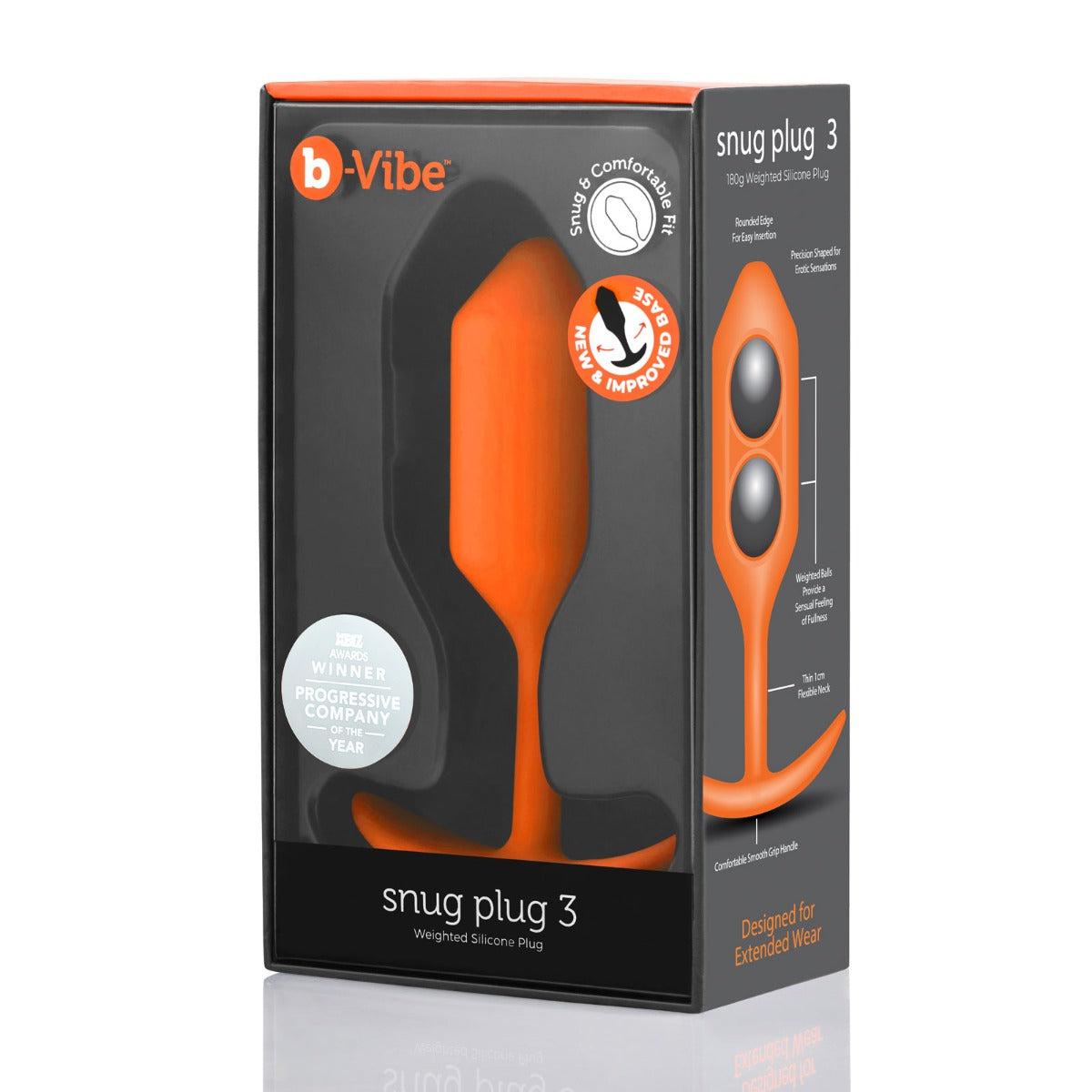 b-Vibe Snug Plug 3 Vibrating Butt Plug Orange (8182543483119)