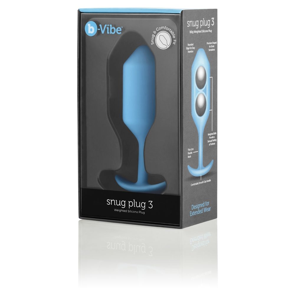 b-Vibe Snug Plug 3 Weighted Silicone Butt Plug Teal b-Vibe Snug Plug 3 Weighted Silicone Butt Plug Teal