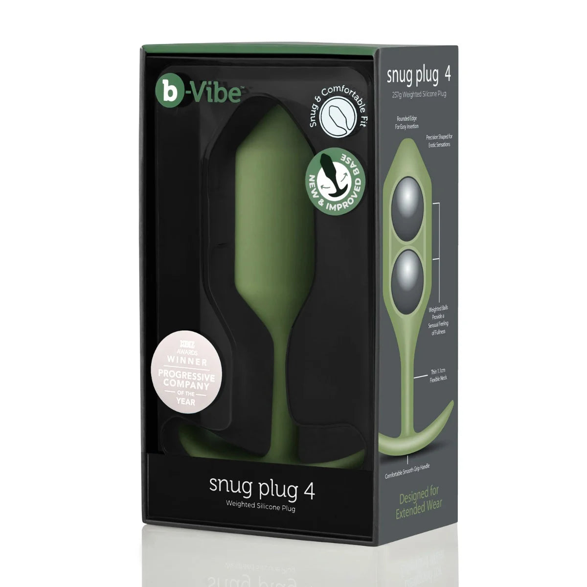 b-Vibe Snug Plug 4 Vibrating Butt Plug Army Green (8182546137327)