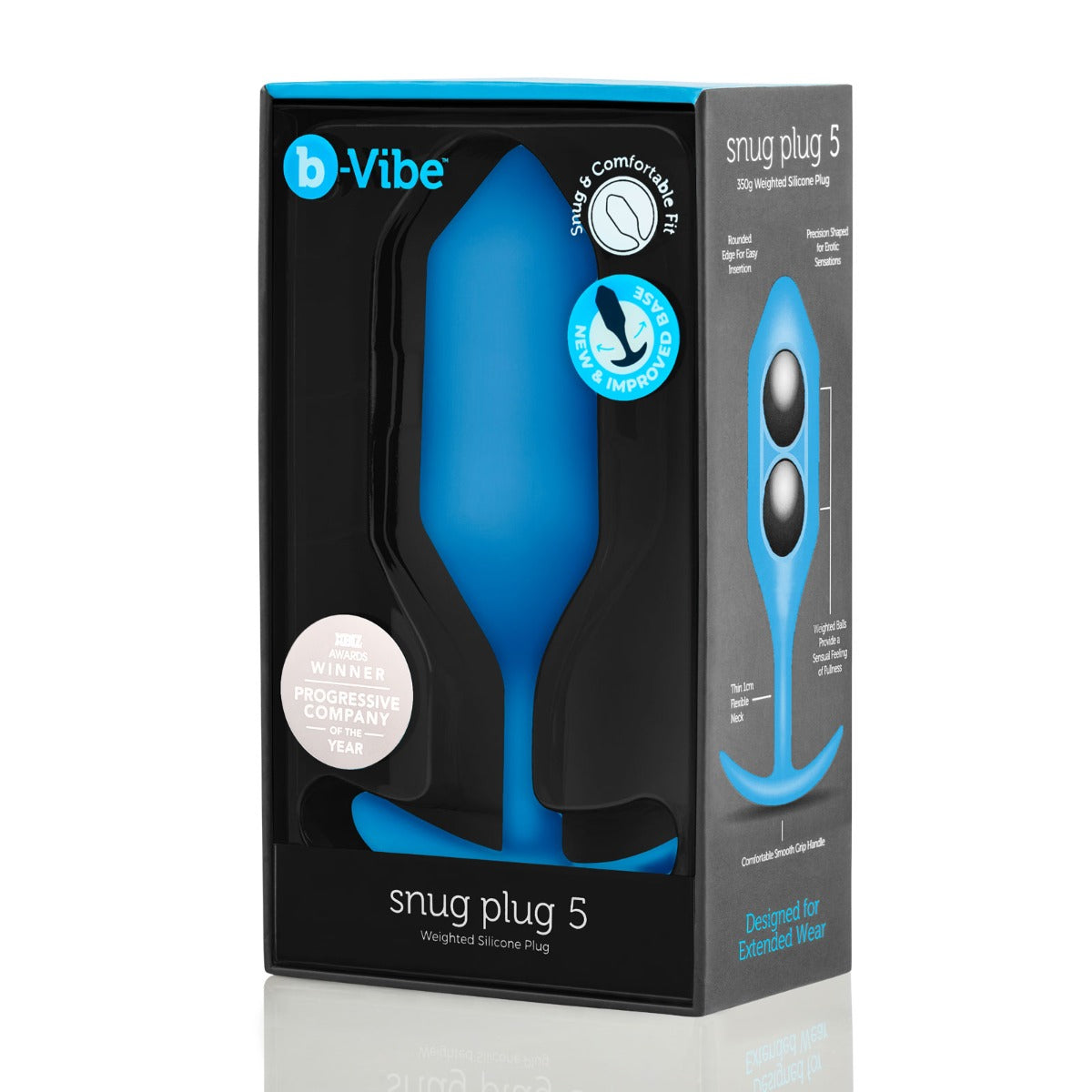 b-Vibe Snug Plug 5 Vibrating Butt Plug Blue (8182552658159)