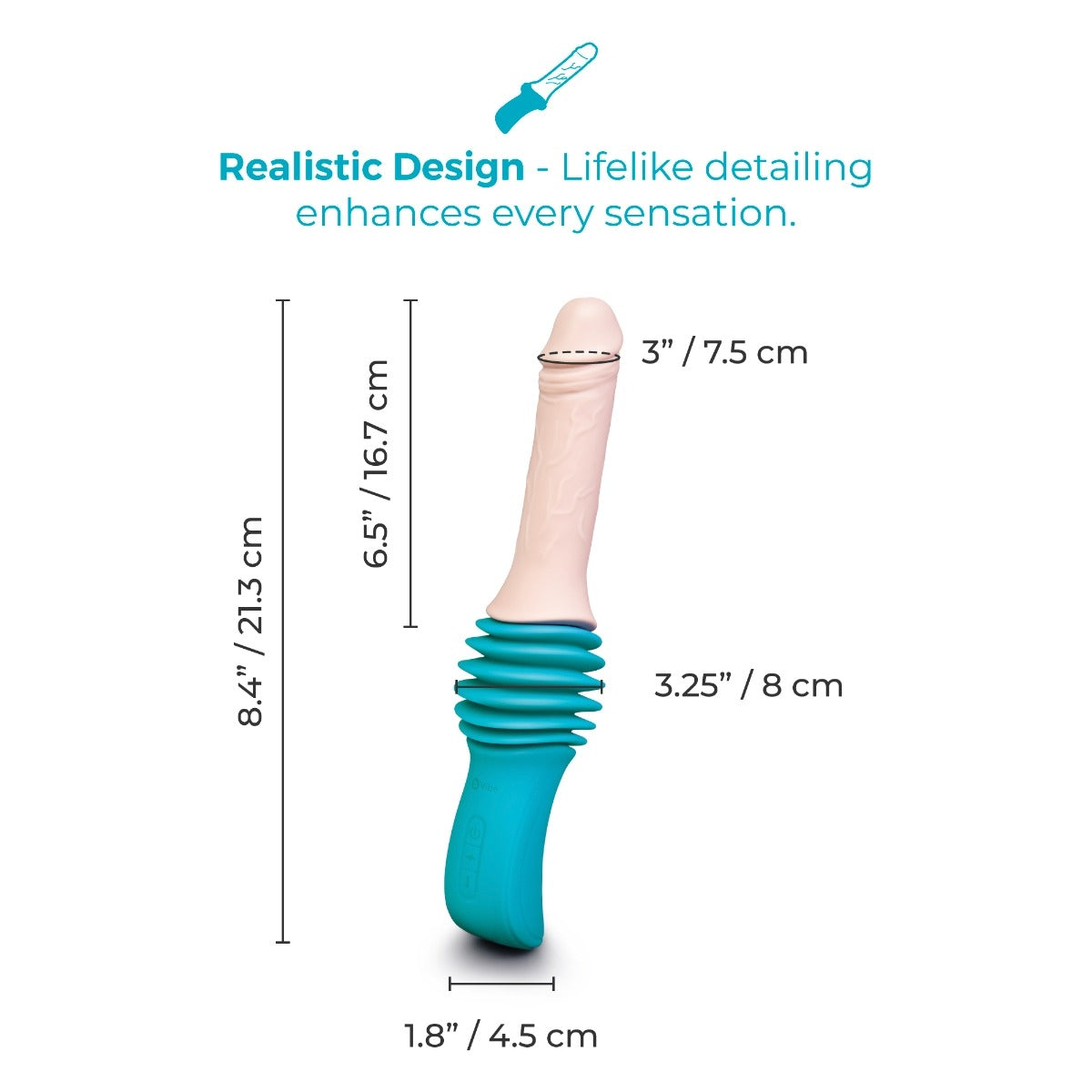 b-Vibe Thrusting Dildo Machine full dimensions