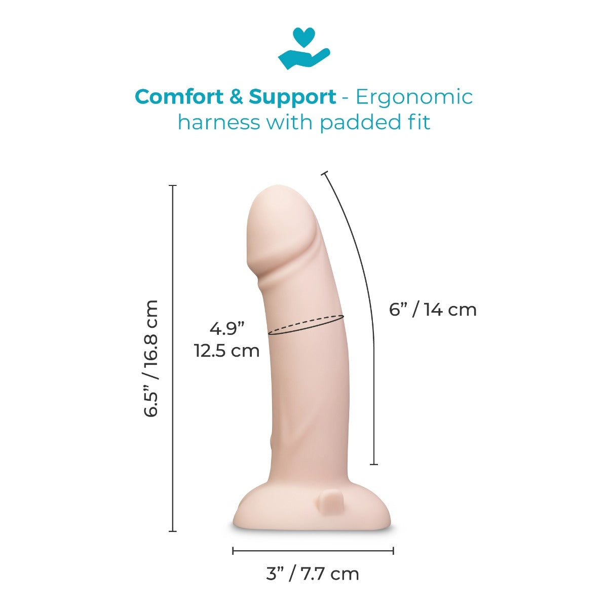 b-Vibe Every Body Vibrating Realistic Strap On Kit with full dildo dimensions