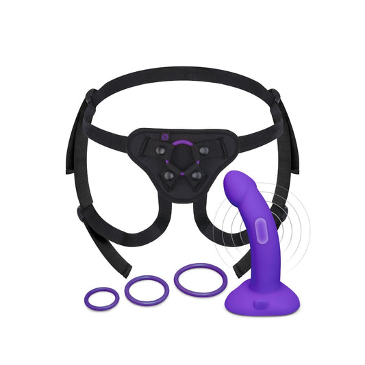 b-Vibe Vibrating Curved Strap-On Kit 6.5 inch curved dildo harness G-spot prostate targeting
