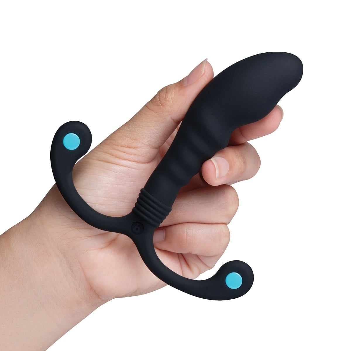 Hand holding a b-Vibe p-spot apex bend