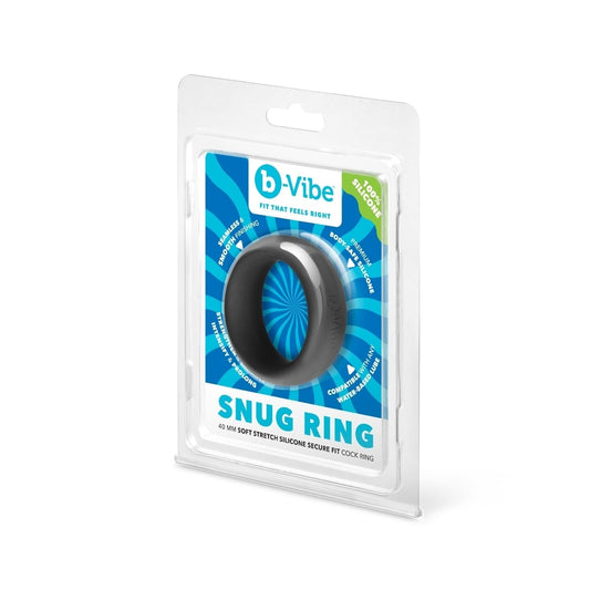 b-Vibe SNUG RING - 40 MM SNUG FIT SILICONE COCK RING - BLACK packaging