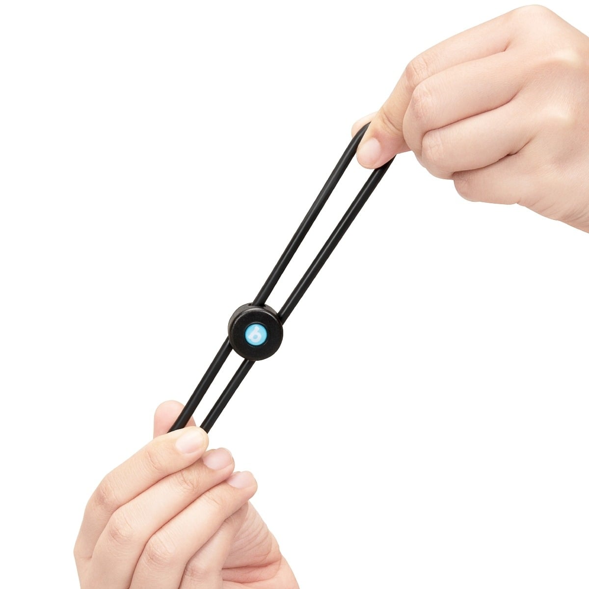 Hands stretching a b-Vibe LASSO GRIP - FULLY ADJUSTABLE SILICONE COCK RING