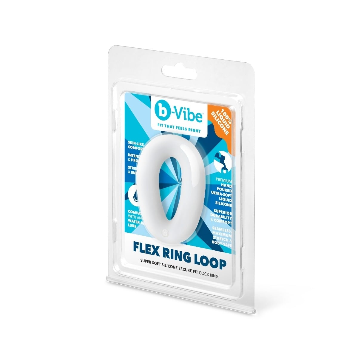 b-Vibe FLEX RING LOOP - SILICONE COCK RING - CLEAR packaging