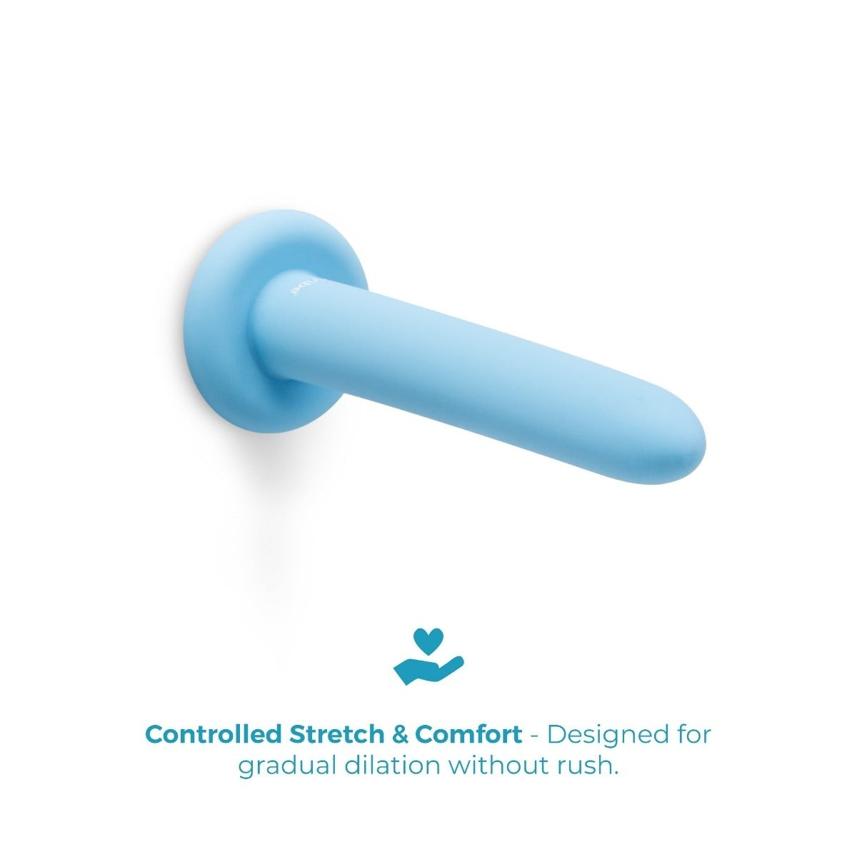 Graphic of b-Vibe Anal Training 4 Piece Silicone Plug Set explaining the controlled stretch and comfort