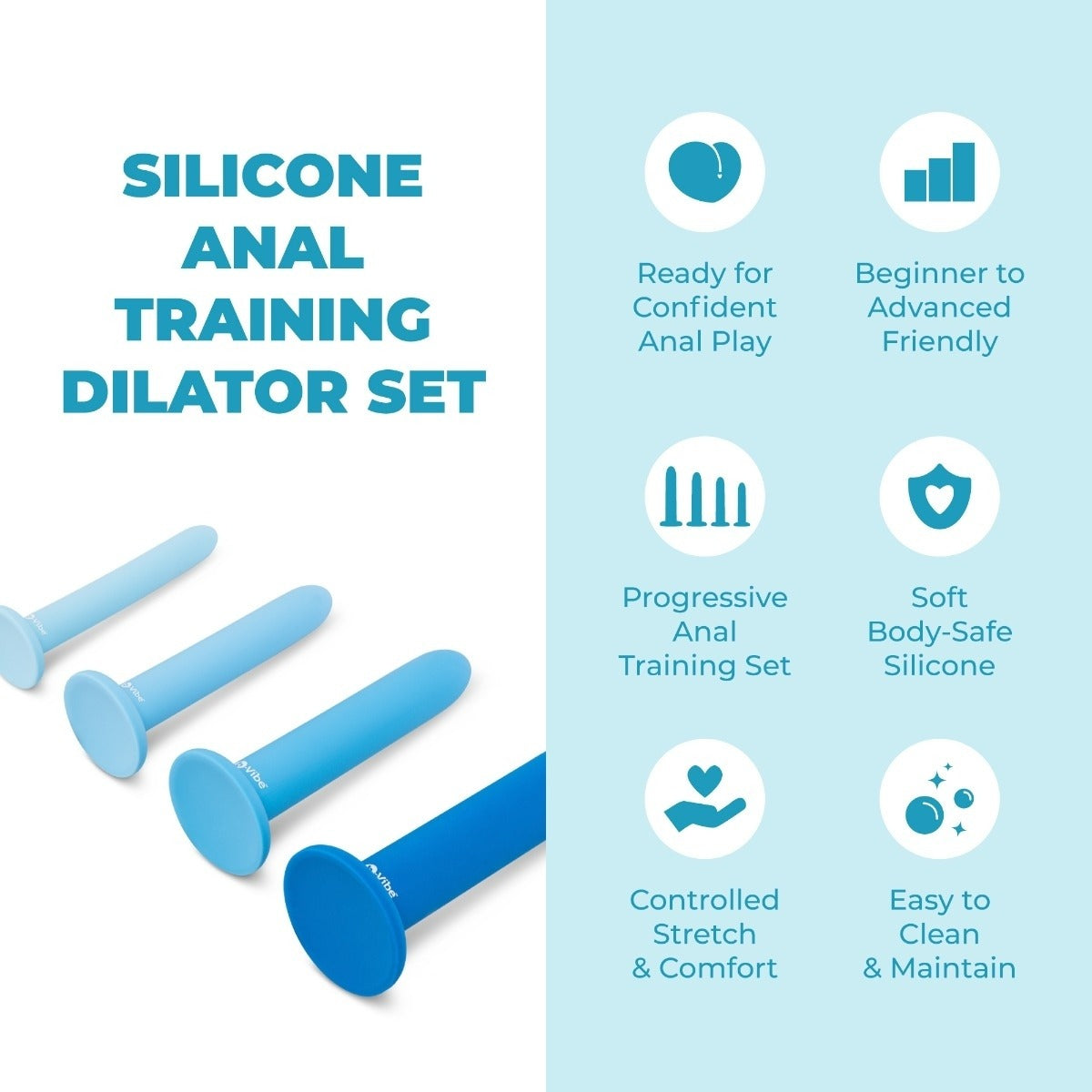 Feature graphic for b-Vibe Anal Training 4 Piece Silicone Plug Set 