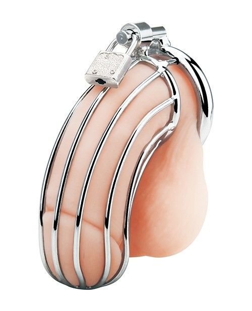 Blue Line Prisoner Chastity Cock Cage Stainless Steel (8131797123311)