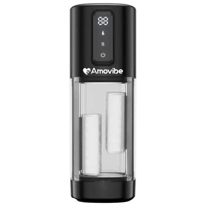 Amovibe Coco Vibrating, Rubbing & Heating Masturbator with control panel and see through operation.