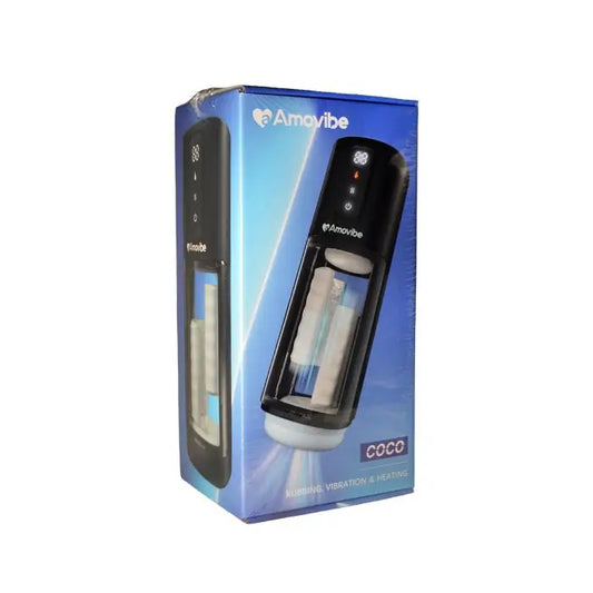 Amovibe Coco Vibrating, Rubbing & Heating Masturbator packaging.