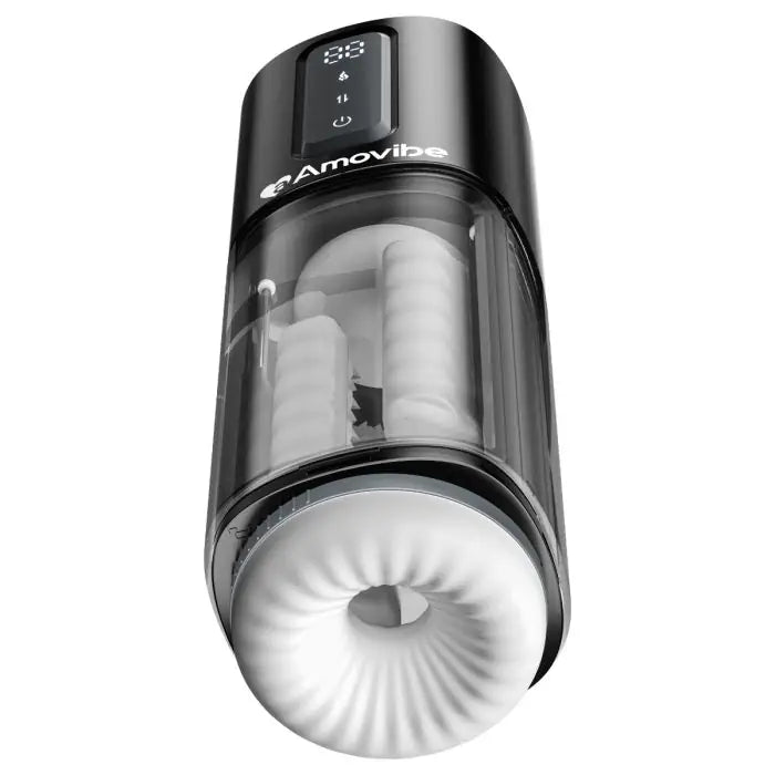 Amovibe Coco Vibrating, Rubbing & Heating Masturbator close up showing sleeve contours.