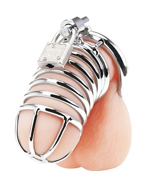 Blue Line Deluxe Chastity Cock Cage Stainless Steel (8131834282223)