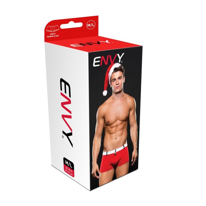Envy Santa Trunks and Hat packaging showing sexy santa.
