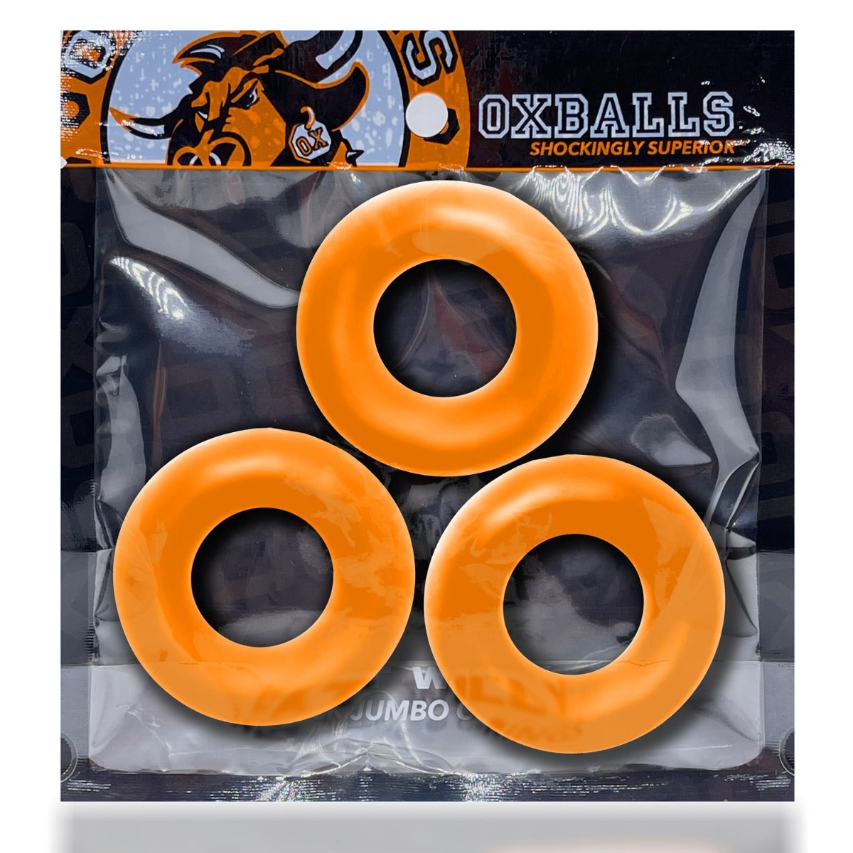 Oxballs Fat Willy Rings 3 Pack Cock Ring Orange (8251343798511)