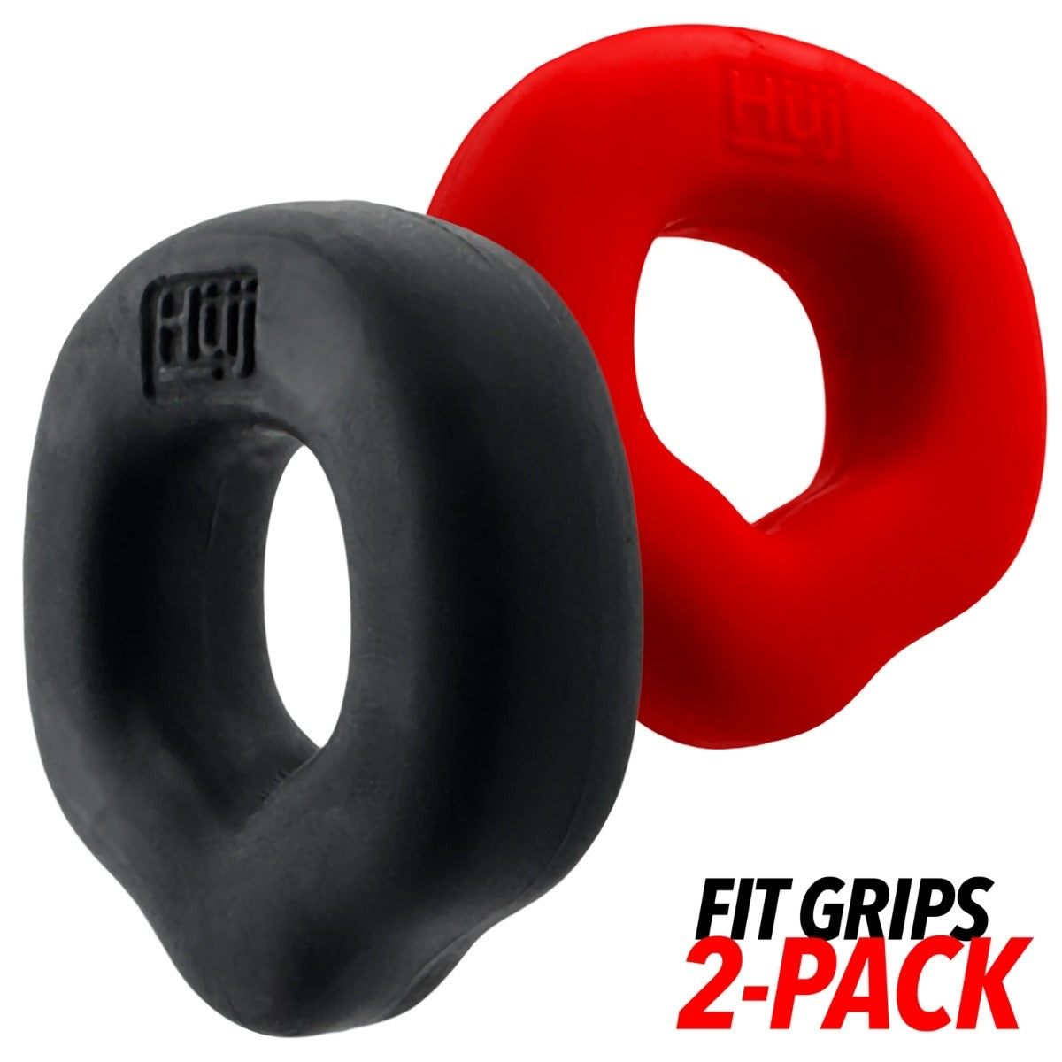 Hünkyjunk Fit Grips Cock Rings 2-Pack Black/Red