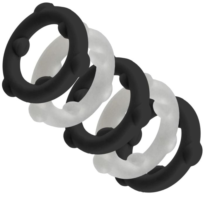 5 Pack Oxballs Gearheads Cock Rings Black Vapour