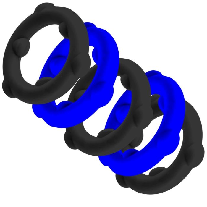 Oxballs Gearheads Cock Ring 5 Pack Black/Blue 1