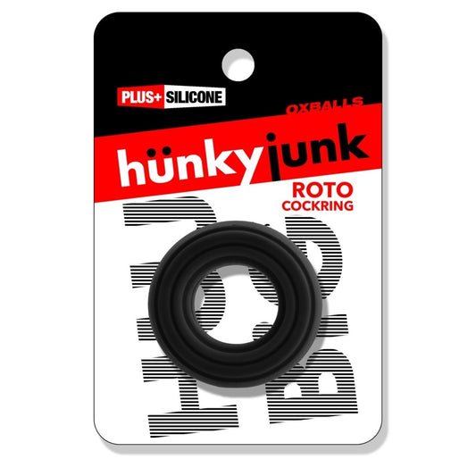 Hünkyjunk Roto Grooved Gripper Cock Ring Black packaging