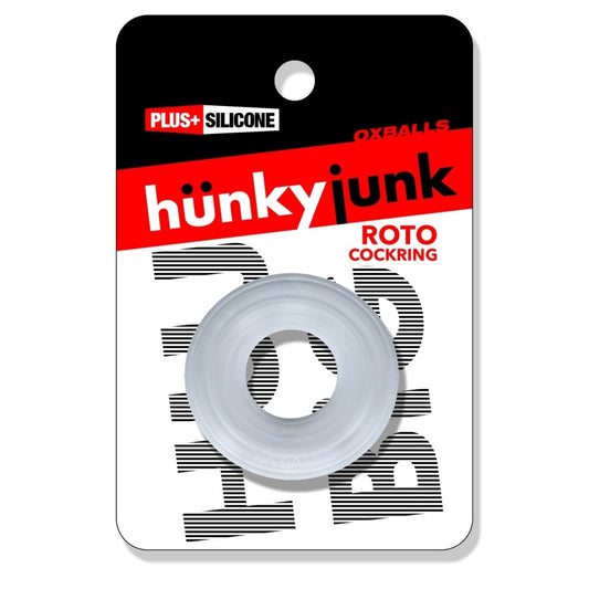 Hünkyjunk Roto Grooved Gripper Cock Ring Clear Steam packaging